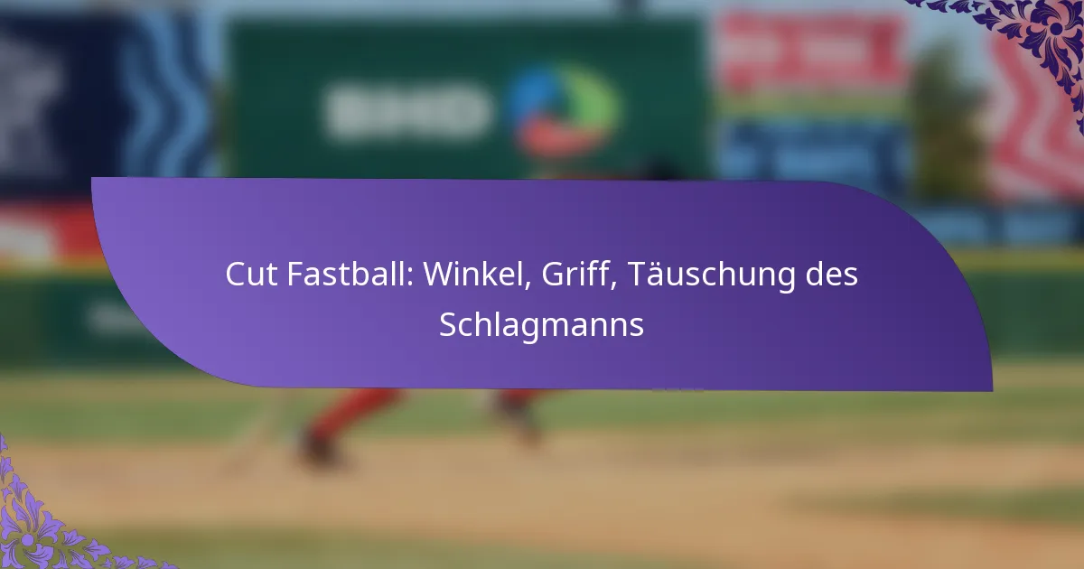 Cut Fastball: Winkel, Griff, Täuschung des Schlagmanns