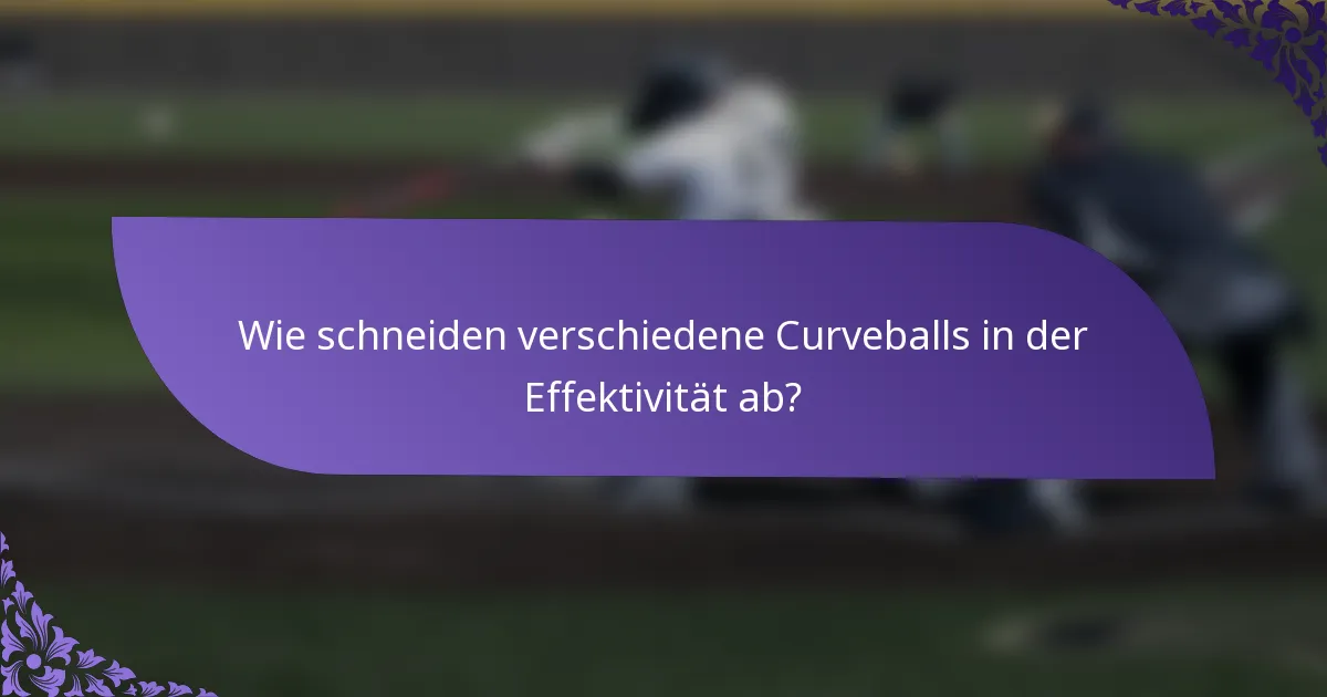 Wie schneiden verschiedene Curveballs in der Effektivität ab?